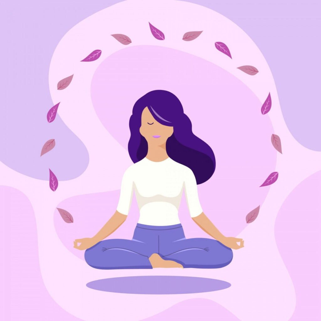 stylised woman in yoga pose meditating