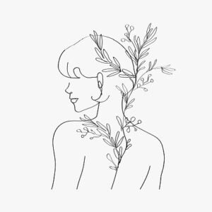 top half of the back of a woman's body vector line art minimal grayscale drawing