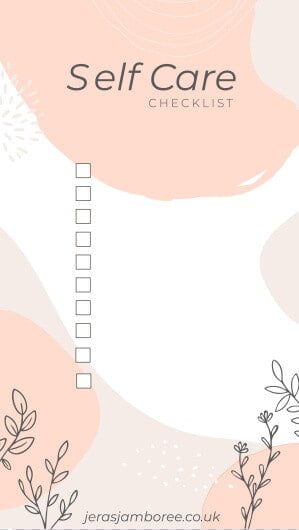 Pink and grey blank self care checklist