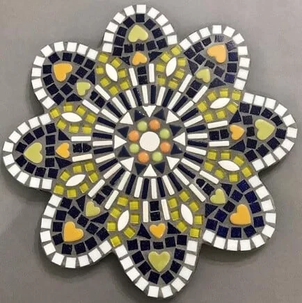 Mandala ornament made from mosiac tiles