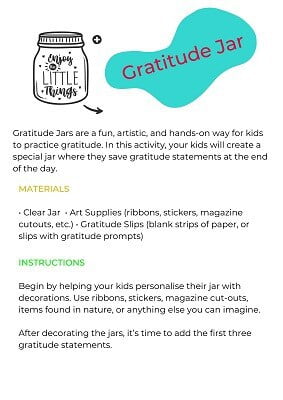 Gratitude Jar instructions and prompts
