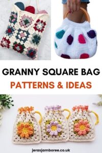 3 different bag designs created from granny squares