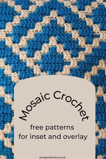 Close up of the mosaic crochet pattern of a cushion