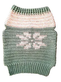 Dog sweater crocheted in single crochet and a tapestry snowflake on the back
