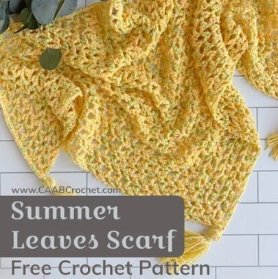 crocheted triangle scarf in yellow