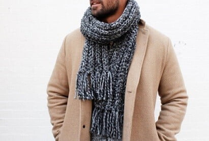 chunky crochet scarf for men in grey