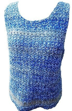 Tank top crocheted in shades of blue