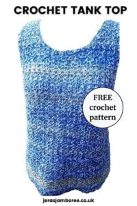 Front view of a crochet tank top styled on a mannequin with the background removed