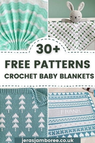 montage of four photos showing different baby crochet blankets