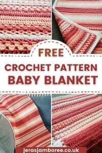 montage of four photos all showing close ups of the baby blanket