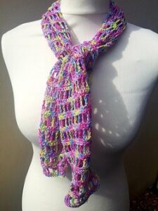 lacy summer scarf worn tied at the front