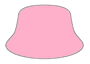 Basic outline of a bucket hat shaded in pink