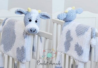 cow baby blanket that's also a cuddly toy