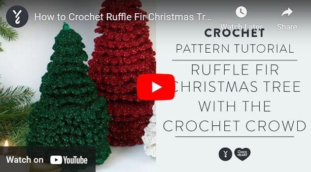Youtube thumbnail showing 2 crocheted Christmas Trees