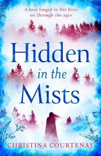 book cover for Hidden in the Mists by Christina Courtenay.  Vector - snowy tundra with a woman walking away from the cover
