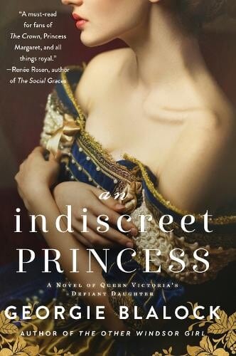 book cover for An Indiscreet Princess by Georgie Blalock. A woman is dressed in a Victorian party dress