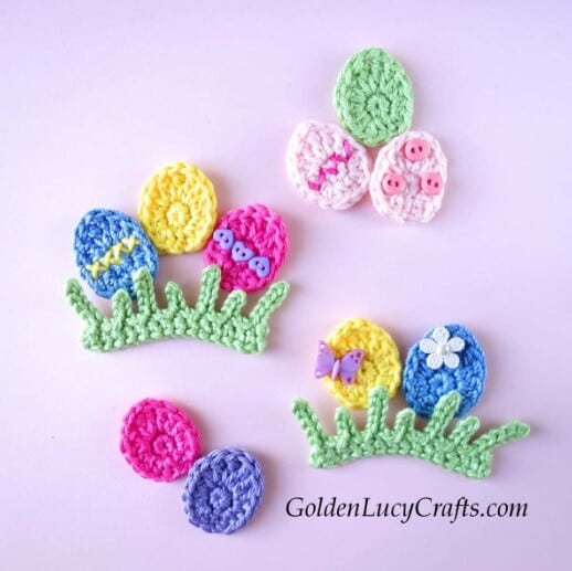 applique Easter Eggs in bright colours styled with a crown