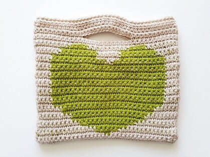 mini crochet heart tote