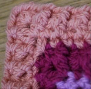 close up of crochet stitches