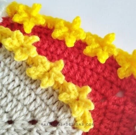 close up of a crochet border
