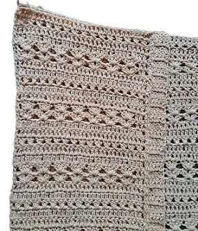 Front panel and back of a cardigan showing where to sew the shoulder seam