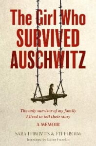 book cover for The Girl Who Survived Auschwitz. A young girl is sitting on an oversized swing with chains made of barbed wire