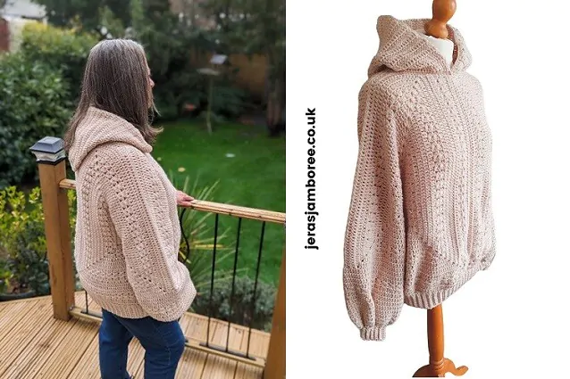 two images 1) a woman is looking to side wearing a sweater 2) the same sweater styled on a mannequin