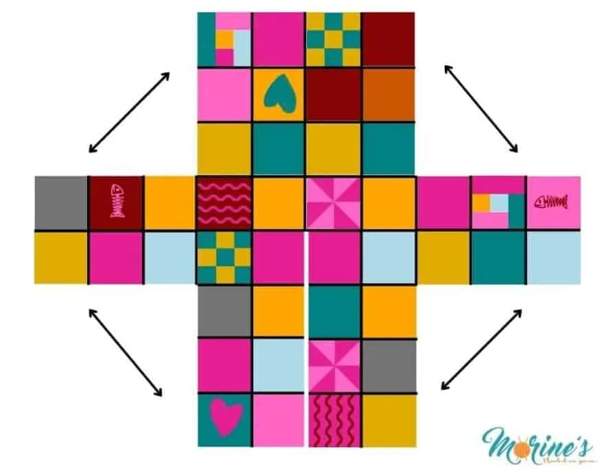 A crochet patchwork cardigan layout