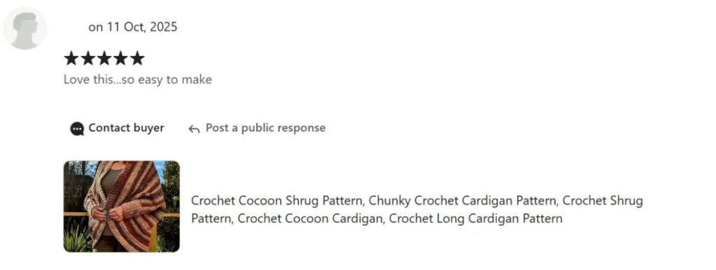 5 star Etsy review 11 Oct 2025 Text reads "Love this ... so easy to make."