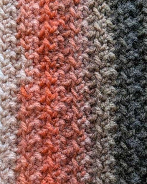 Close up of the crochet Loop Stitch used in the Rowan Ridge sweater