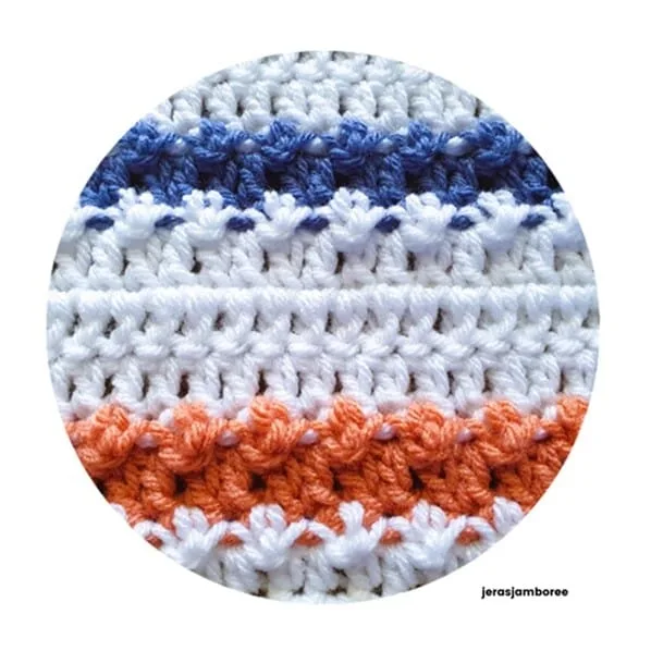 Close up of the crochet Floret Stitch