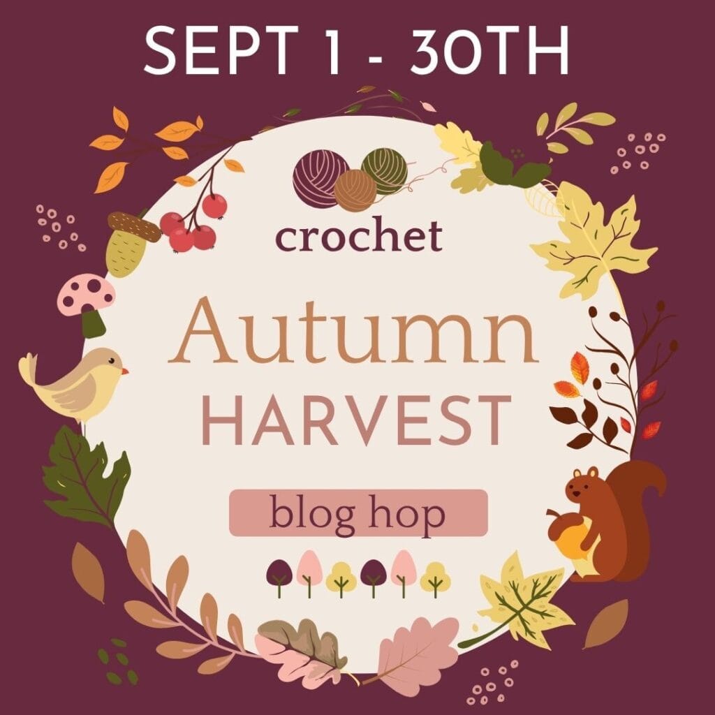 holding image for the Autumn Harvest blog hop where crocheters can download a free PDF as part of the event