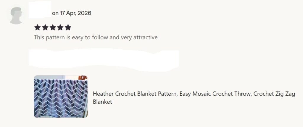 5 star Etsy review 17 Apr 2026 "This pattern is easy to follow and very attractive."