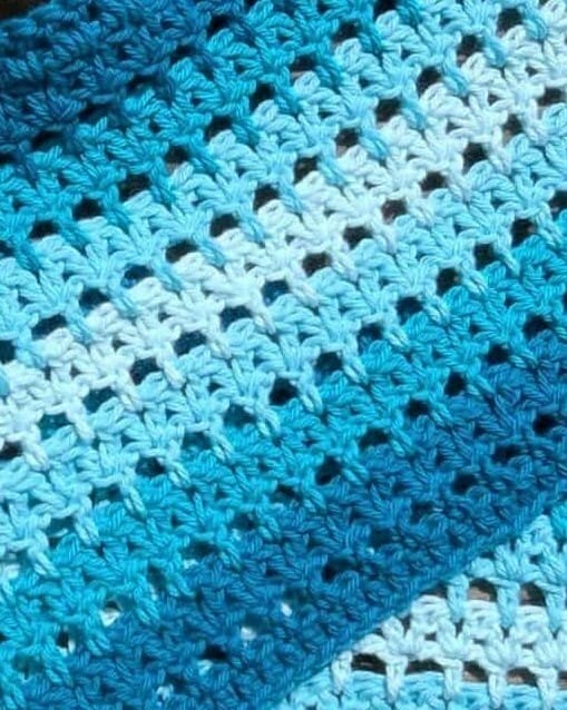 close up of dc2tog mesh stitch used in the Sandrine crochet scarf