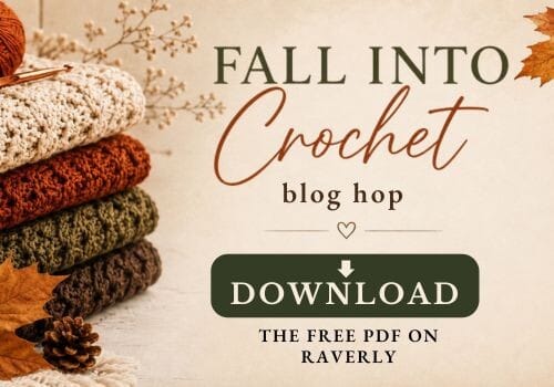 holding image for downloading the Rowan Ridge sweater as a free PDF on Ravelry as part of the Fall Into Crochet Blog Hop